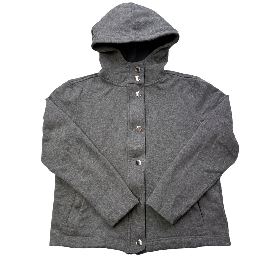 Lauren Ralph Lauren Petite Hooded Jacket Gray Snap Zip P‎ M